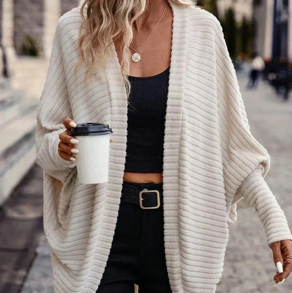 Batwing Sleeve Open Front Coat - Picture 1 of 5